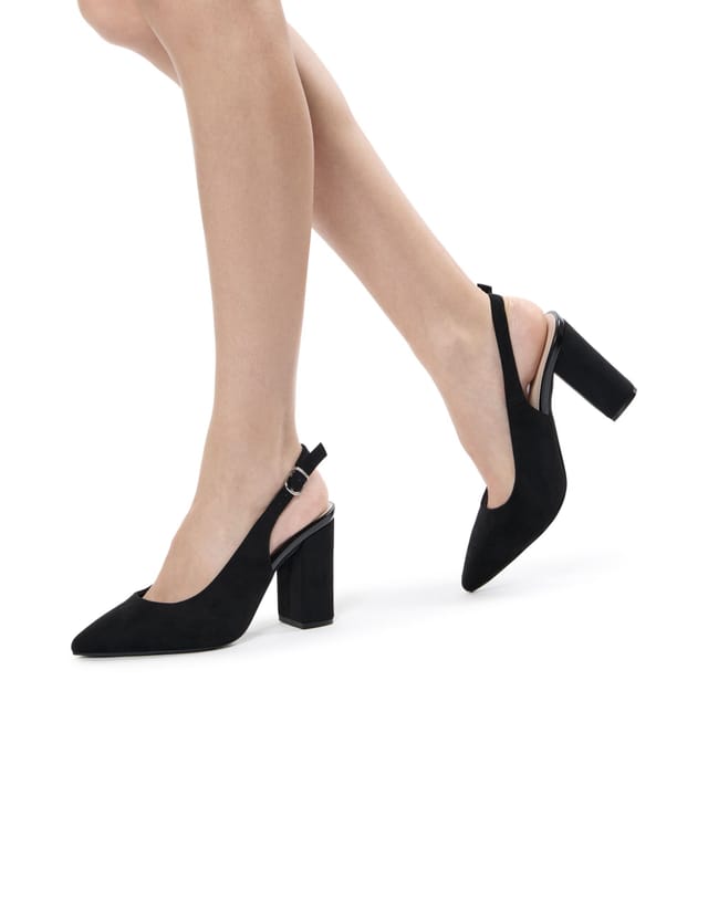 Paradox London Paradox London Women's Graziana' Wide Fit Block Heel Slingback Shoes in Black - 2