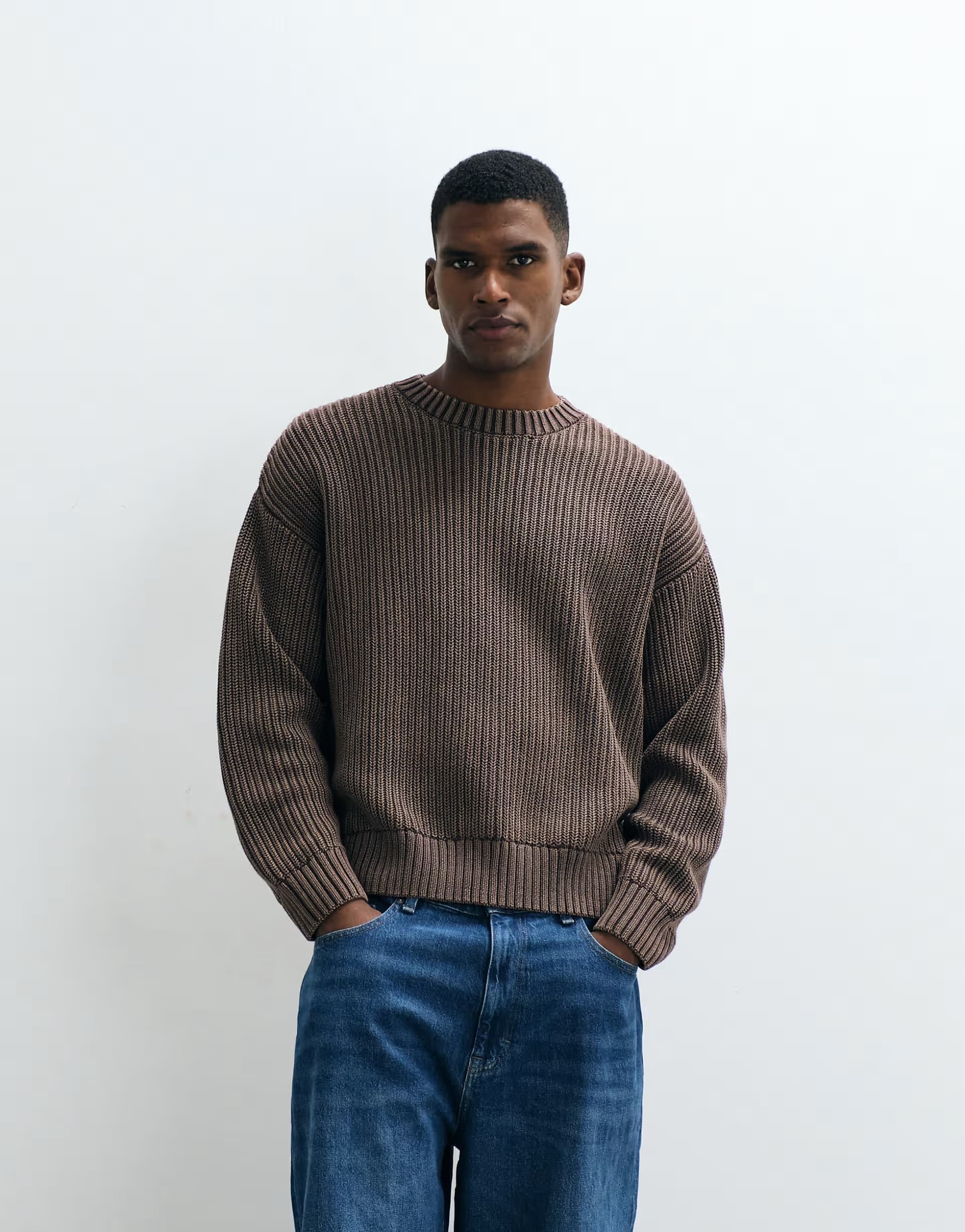 ASOS Cotton On box fit crew knit in washed coffee