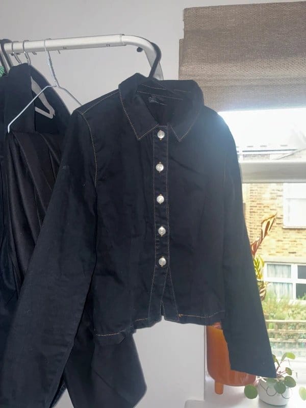 ASOS Black Structured Denim Shirt with Orange Stitching
