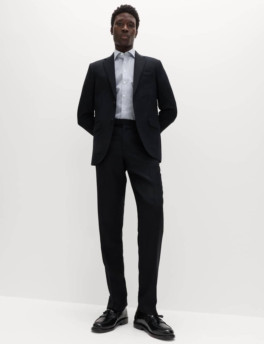 Marks & Spencer M&S Regular Fit Easy Iron Cotton Blend Shirt White Mix - 2