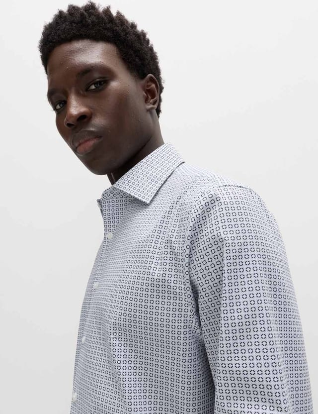 Marks & Spencer M&S Regular Fit Easy Iron Cotton Blend Shirt White Mix - 3
