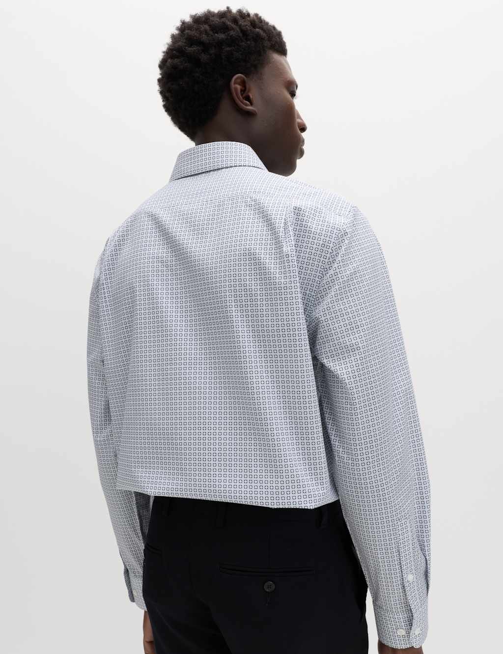 Marks & Spencer M&S Regular Fit Easy Iron Cotton Blend Shirt White Mix - 4