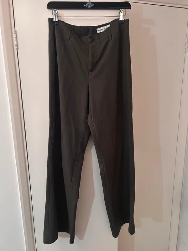 Bershka Bershka Khaki / Dark Olive Wide Leg Tailored Trousers - Size 10 (EUR 38)