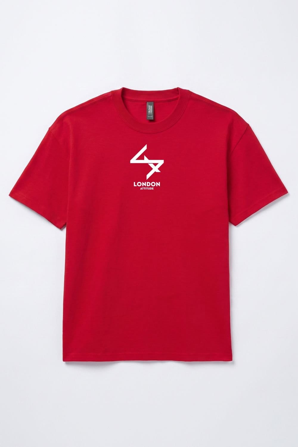 LONDON ATTITUDE LONDON ATTITUDE Men's Oversized Heavyweight T-Shirt with Varsity Back Print in Red - 4