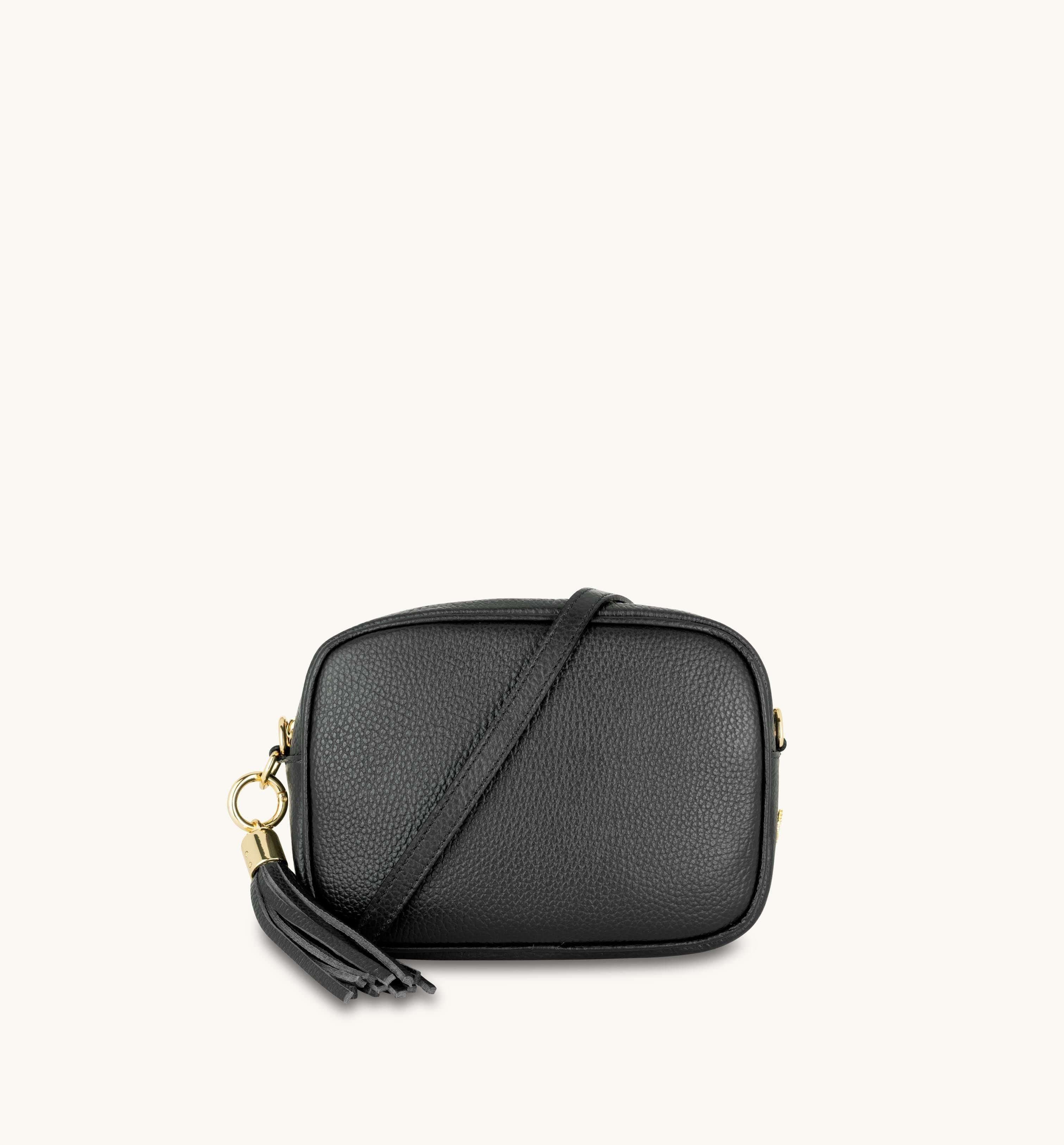 Apatchy London Apatchy London Women's Black Leather Crossbody Bag With Black & Silver Chevron Strap - 3