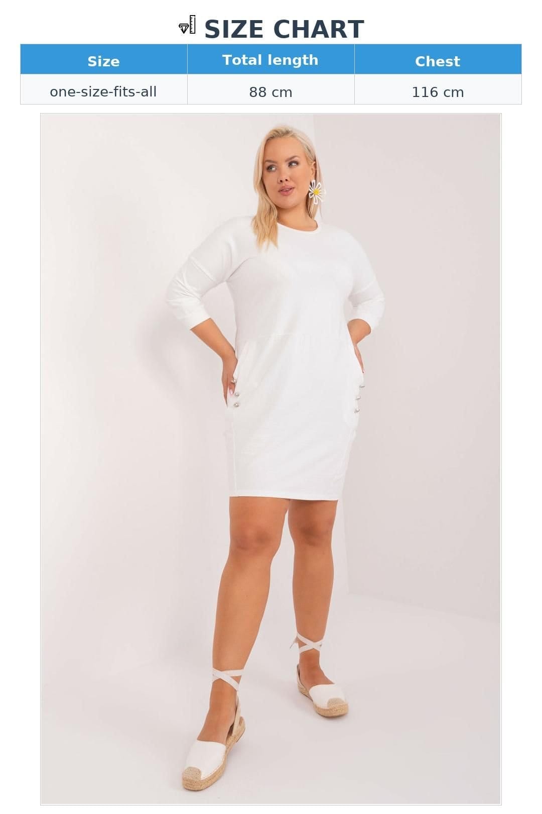 Love Lace Love Lace Women's Plus Size Cotton Knee Length Dress with Pockets Style 197466 in White - 4