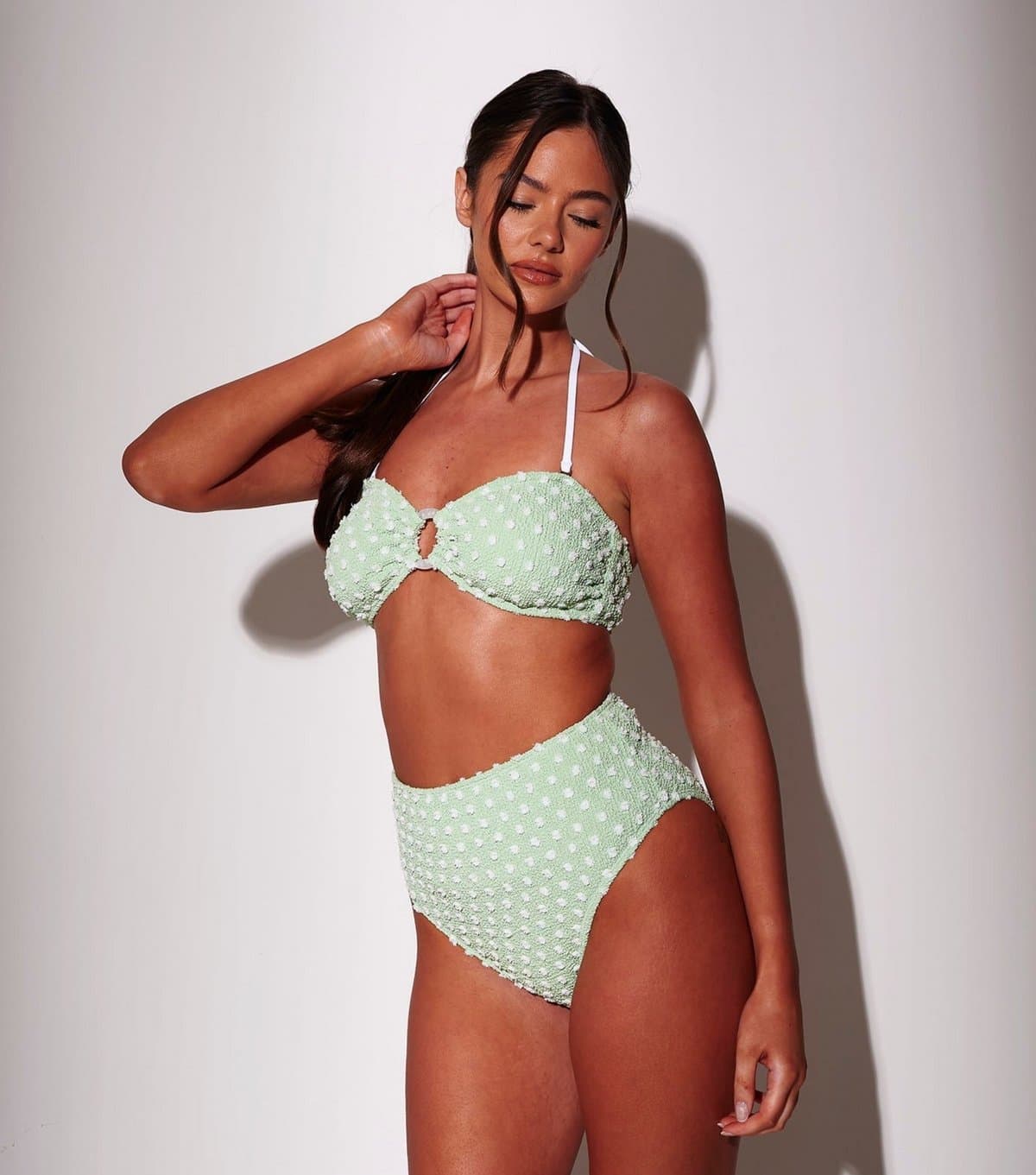 South Beach Women's Green Textured High Waist Bikini Briefs South Beach New Look