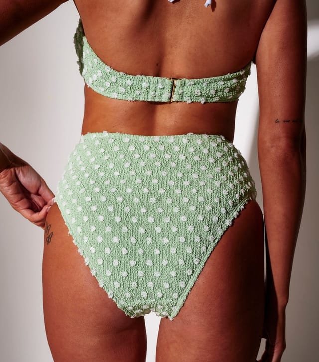 South Beach Women's Green Textured High Waist Bikini Briefs South Beach New Look - 3