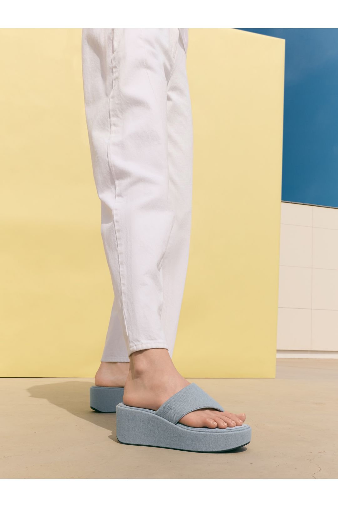 FitFlop FitFlop Women's Platfforms Denim Wedge Toe-Post Sandals Blue - 3