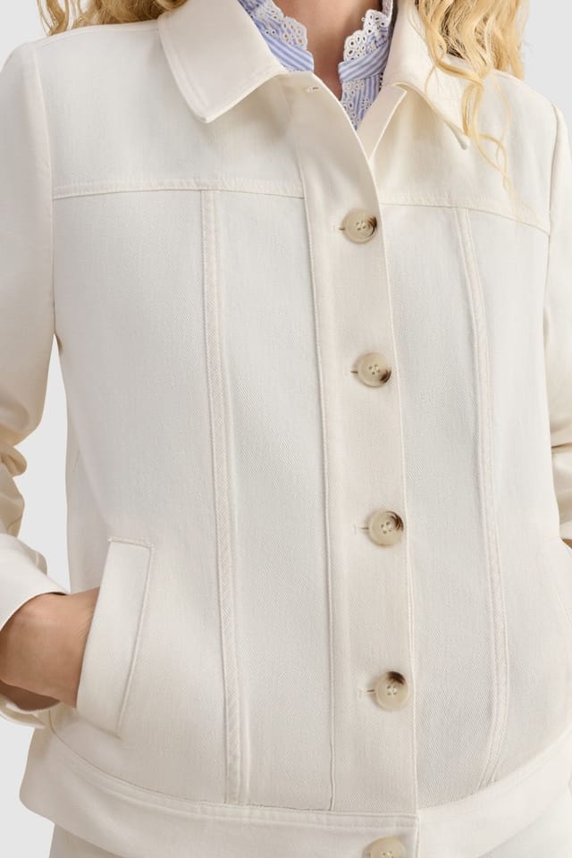 Hobbs London Hobbs London Women's Selborne Boxy Cropped Denim Jacket in Warm White - 3