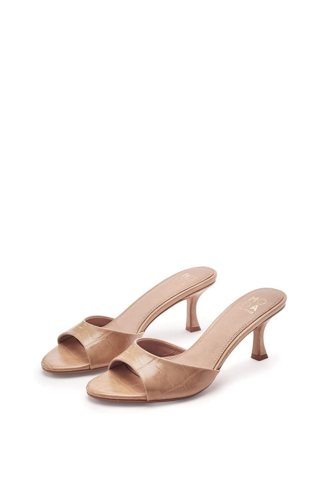 Moda In Pelle Moda In Pelle Women's 'Minka' Mocc Croc Heeled Sandals in Camel - 2