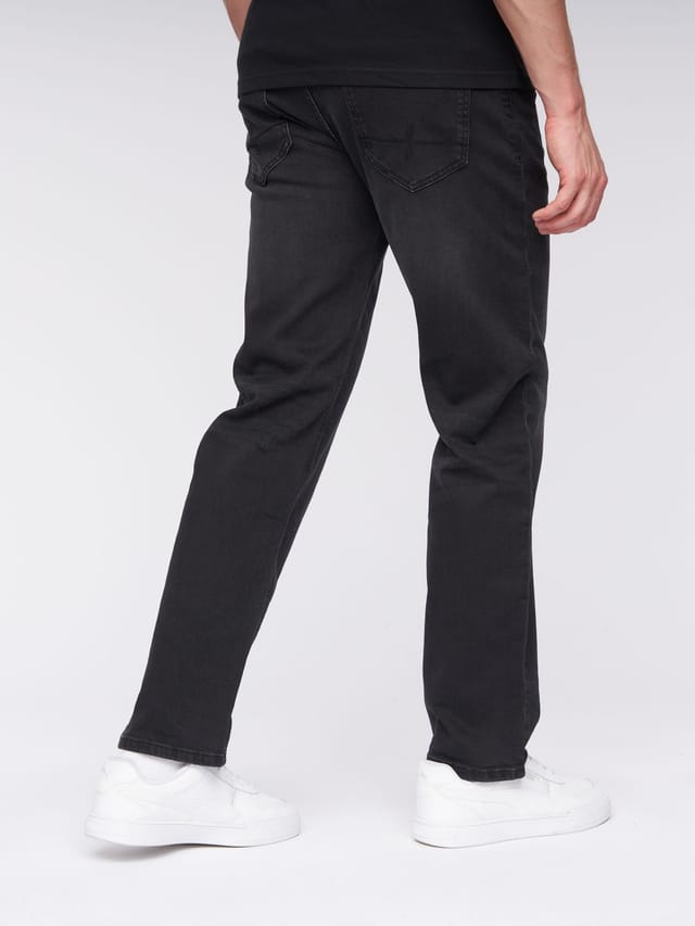 Henleys Henleys Breeze Men's Straight-Fit Stretch Denim Jeans with Woven Label Detail in Black - 2