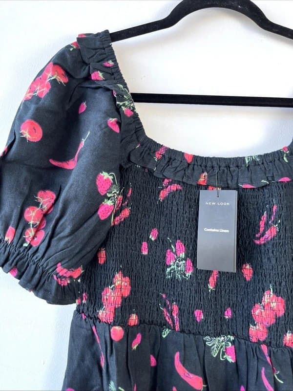 New Look New look - chili shirred short dress - size 12 - black