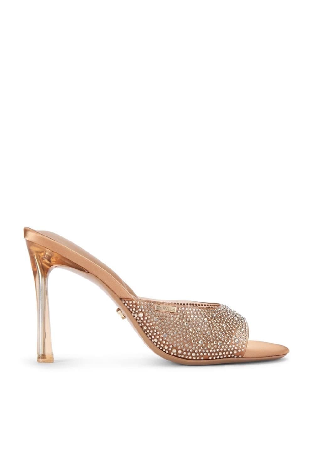 Carvela Carvela Bronze Crystal-Embellished Vinyl Stiletto Mules