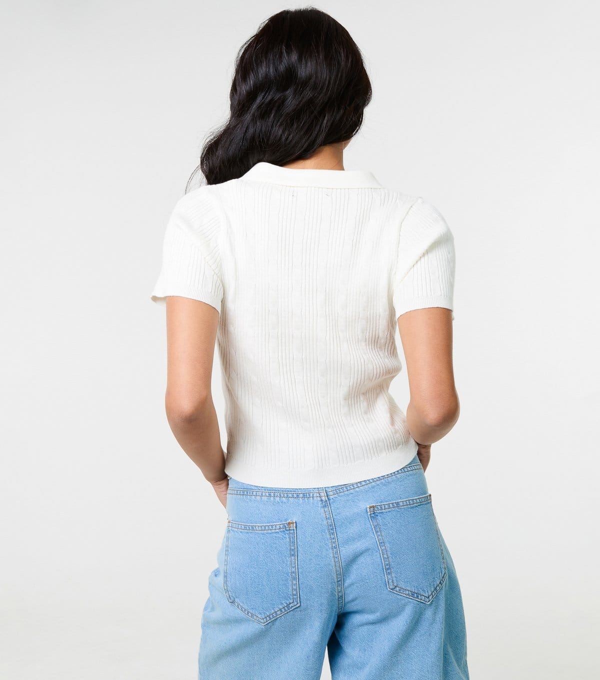 Pink Vanilla Women's Off White Teddy Cable Knit Top Pink Vanilla New Look - 4