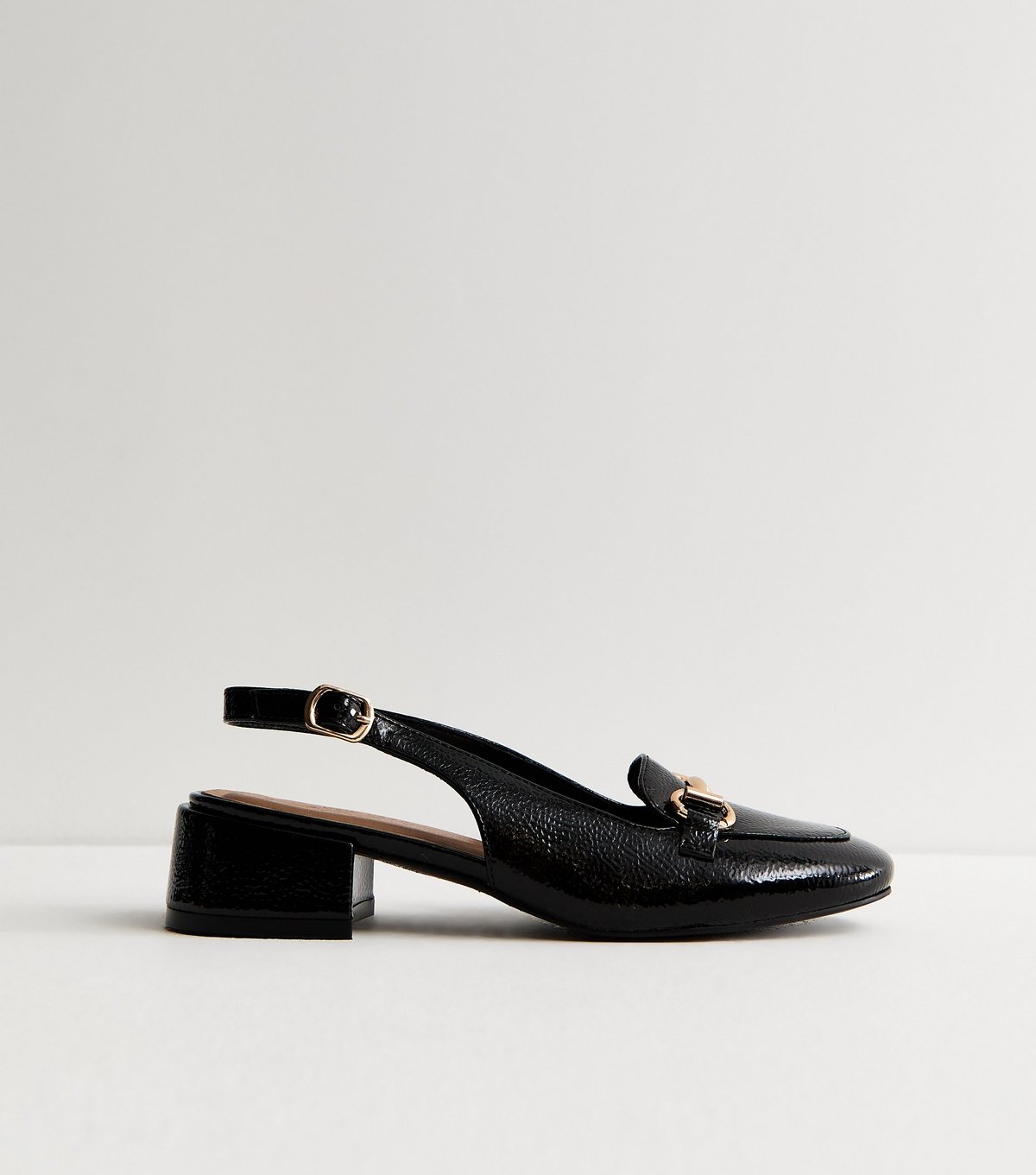 New Look Women's Wide Fit Black Faux Leather Slingback Loafers Vegan New Look - 2