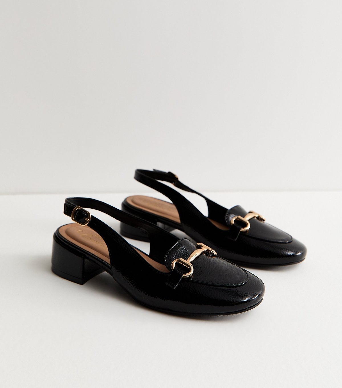 New Look Women's Wide Fit Black Faux Leather Slingback Loafers Vegan New Look - 3