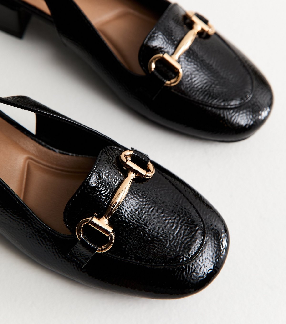 New Look Women's Wide Fit Black Faux Leather Slingback Loafers Vegan New Look - 4