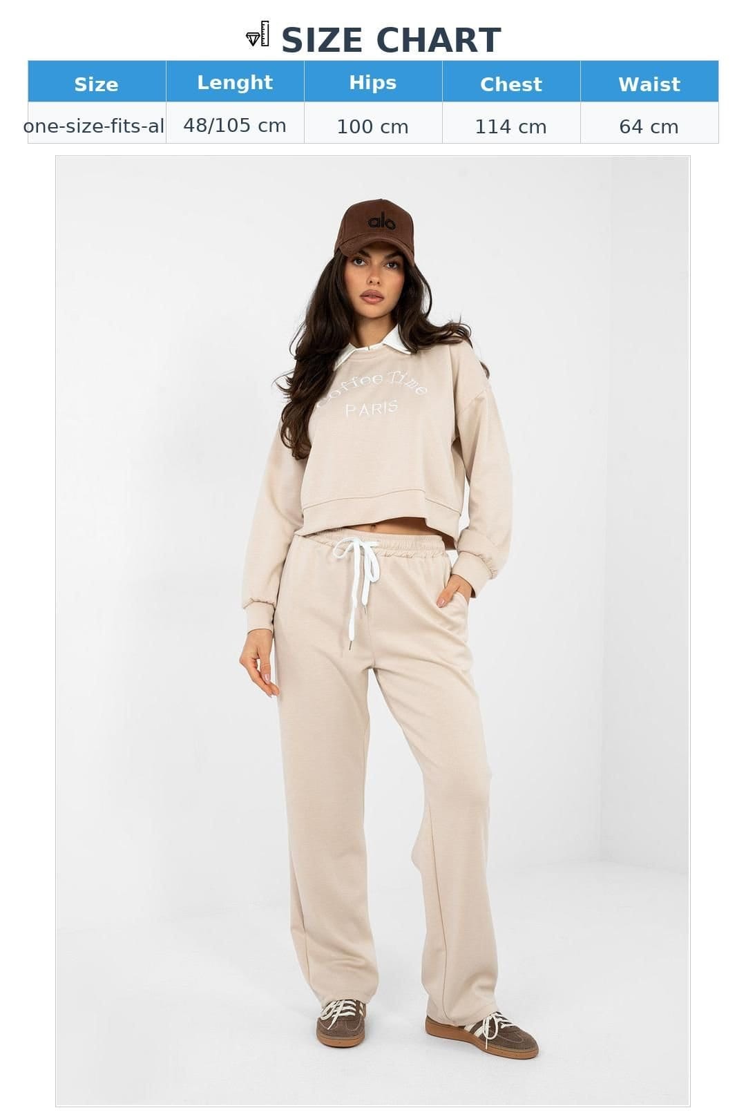 Love Lace Love Lace Women's Modern Hoodie & Straight Leg Pants Set in Beige - 4