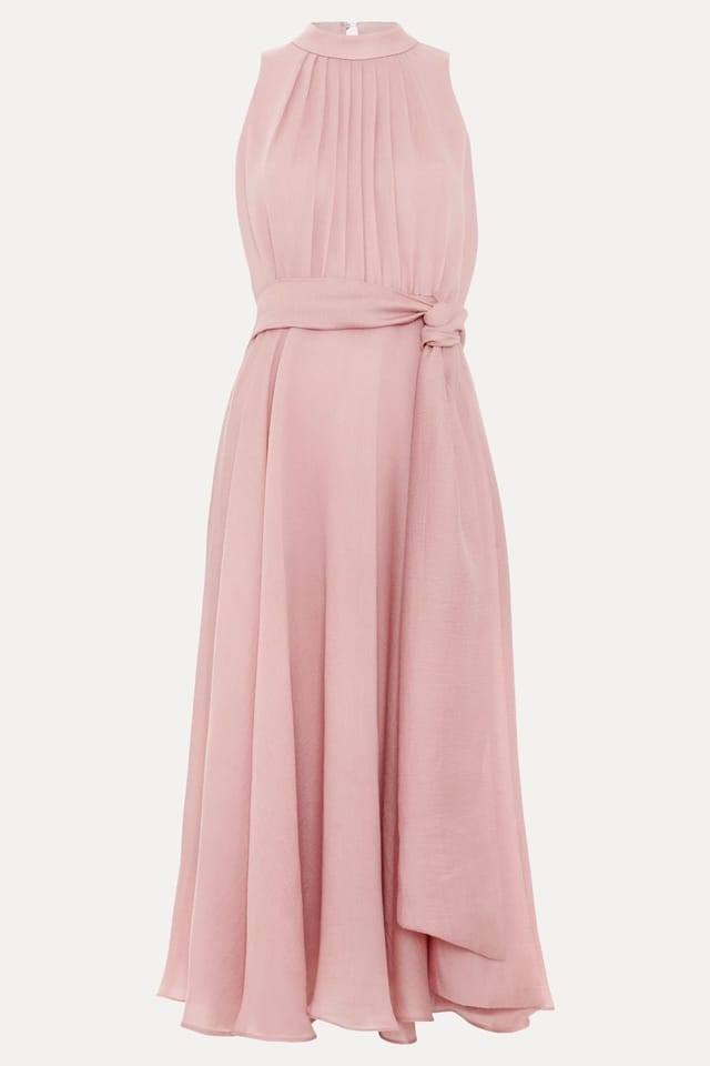 Phase Eight Phase Eight Women's Lucinda Pleated High-Neck Midi Dress in Dusty Pink - 2