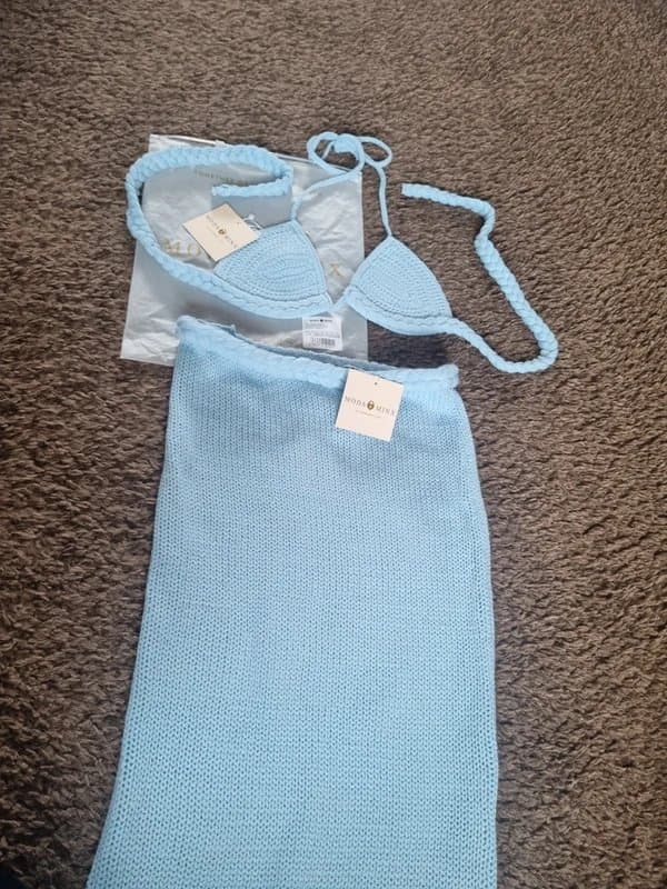 Moda Minx Moda Minx powder blue rope top with matching skirt size XS-M