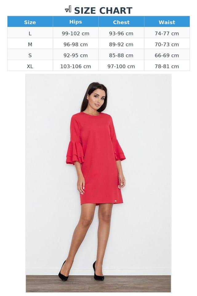 Love Lace Love Lace Women's Elegant Loose Fit Back Zip Dress With Frill in Red - 3