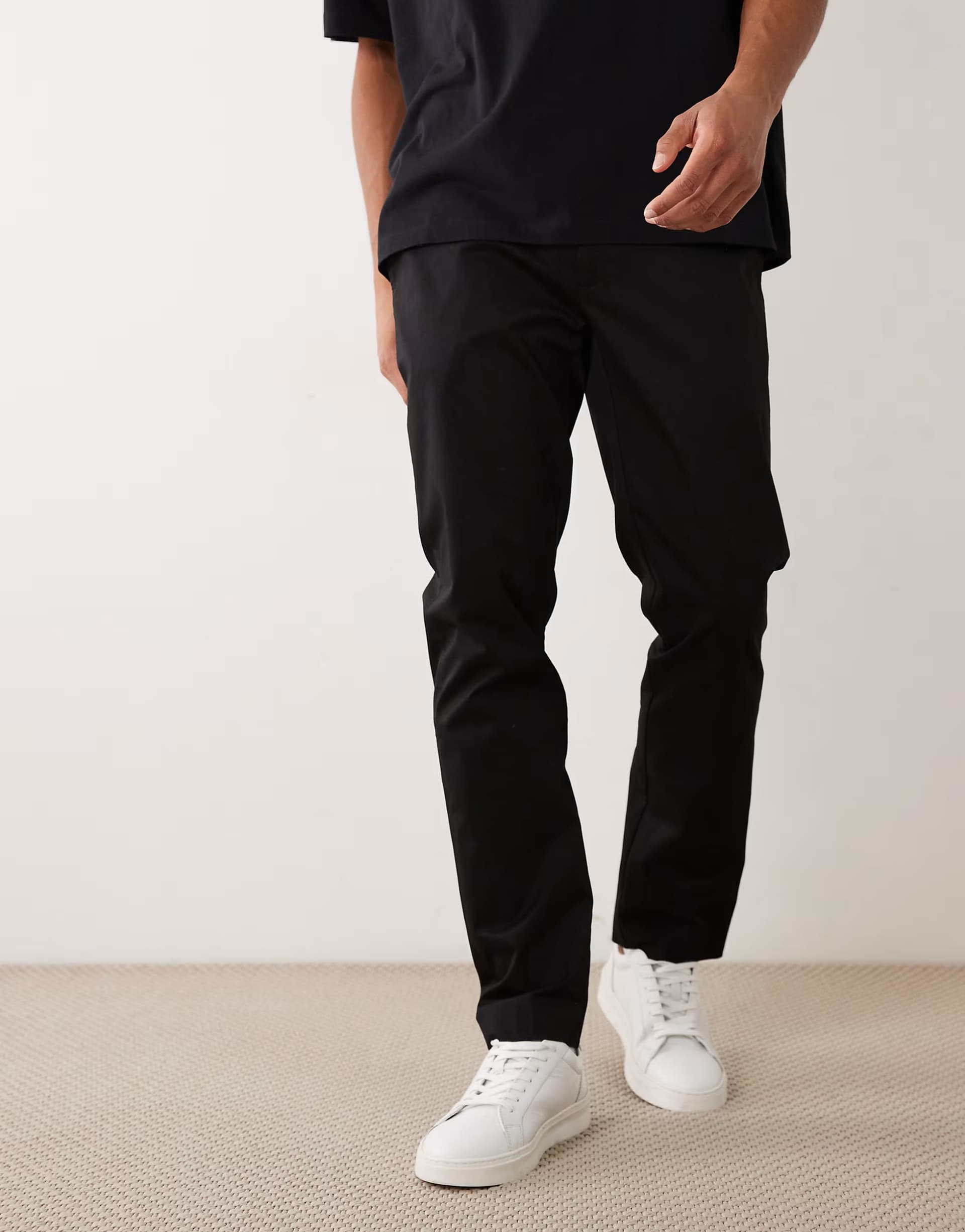 ASOS Mango cotton rich regular fit pleat front trousers in black