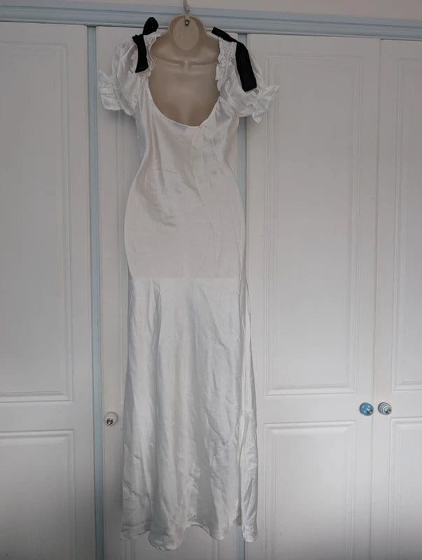 ASOS White Satin Tea Dress Size 10