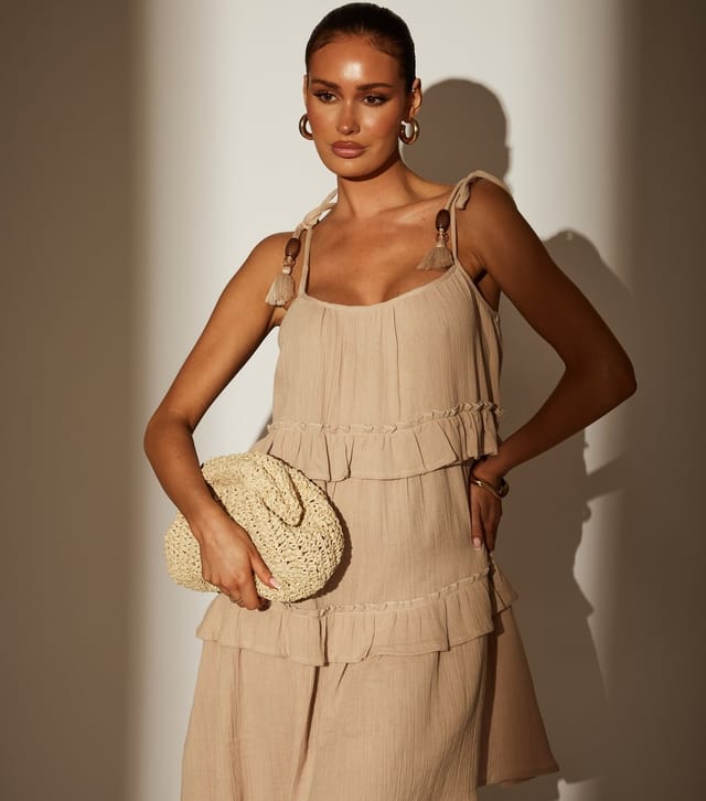 South Beach Women's Taupe Tie Strap Mini Dress South Beach New Look - 2
