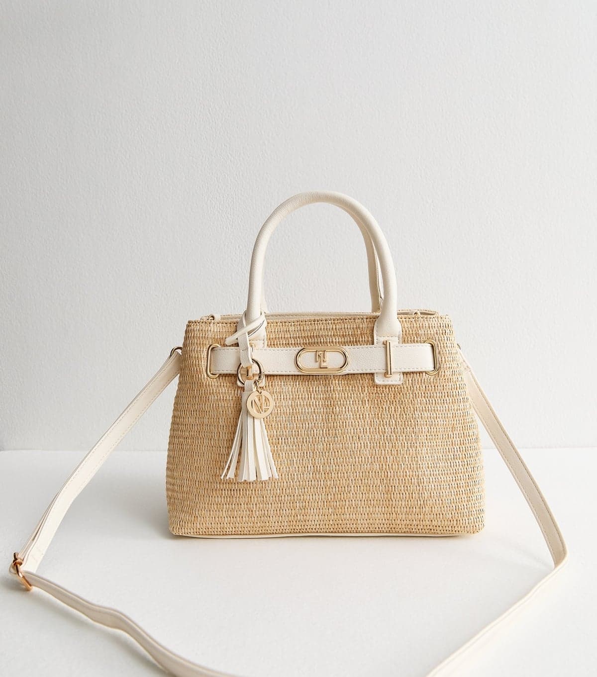 New Look New Look Stone Raffia Look Top Handle Bag