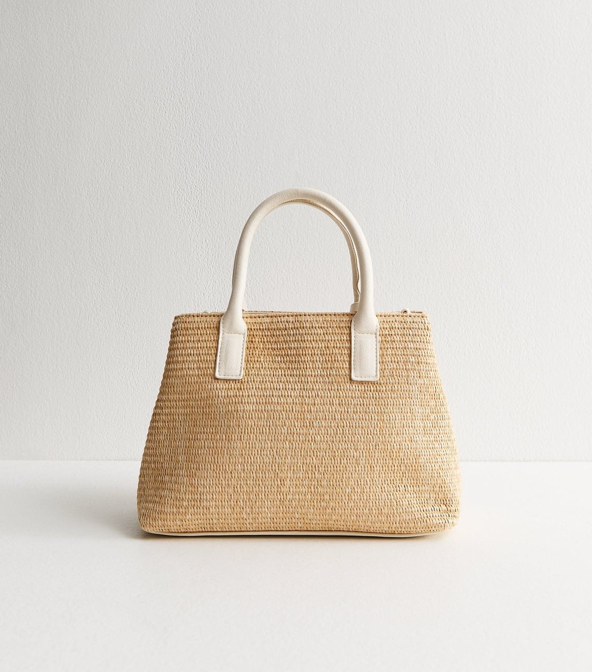 New Look Stone Raffia Look Triple Compartment Top Handle Bag New Look - 4