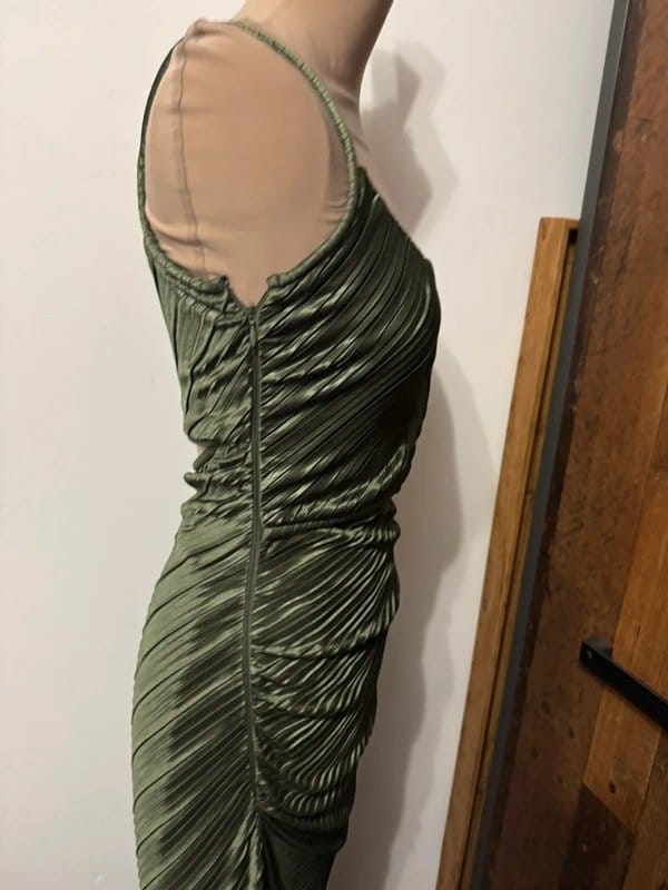 ASOS Design green maxi long dress one strap shoulder waist cut out gown goddess size 10 - 1