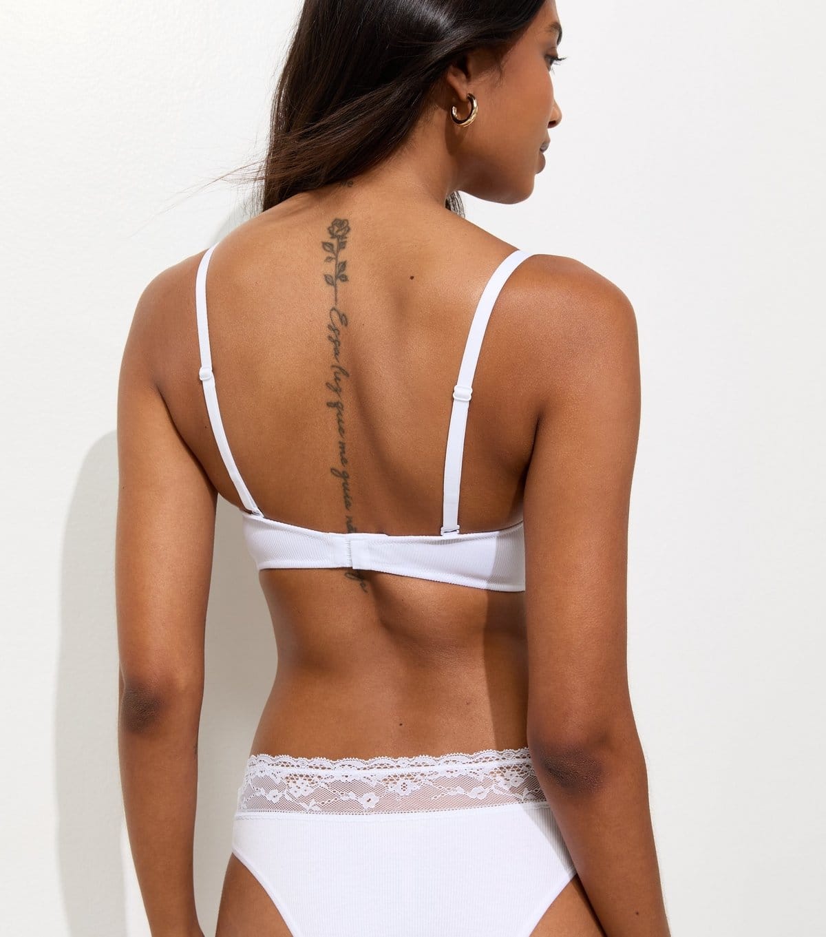 New Look Women's White Ribbed Lace Moulded Triangle Bralette New Look - 4