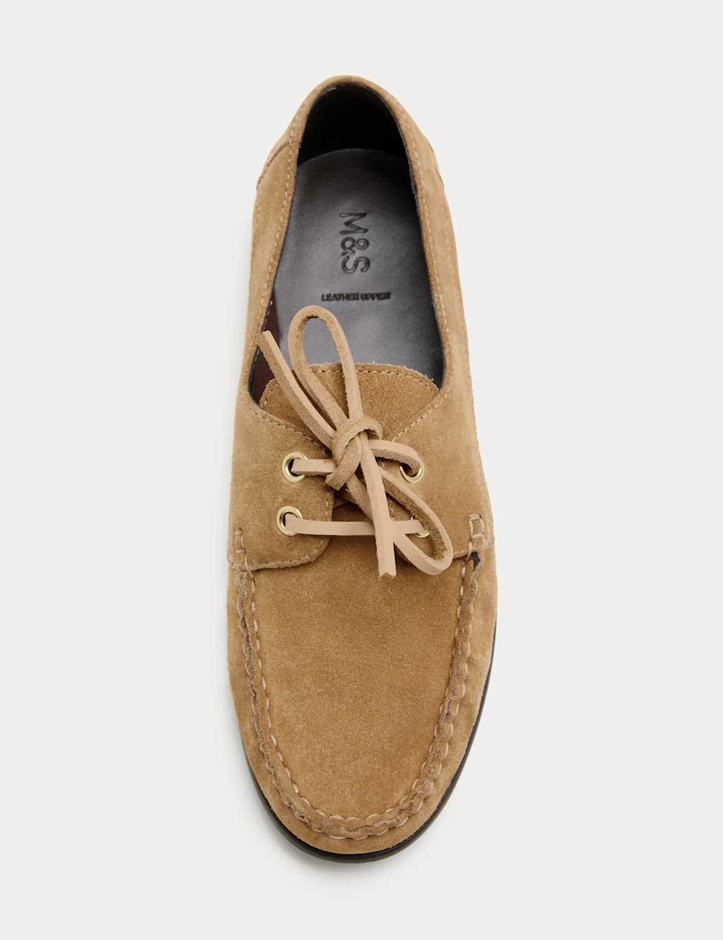 Marks & Spencer M&S Suede Lace Up Flat Boat Shoes Sand - 2