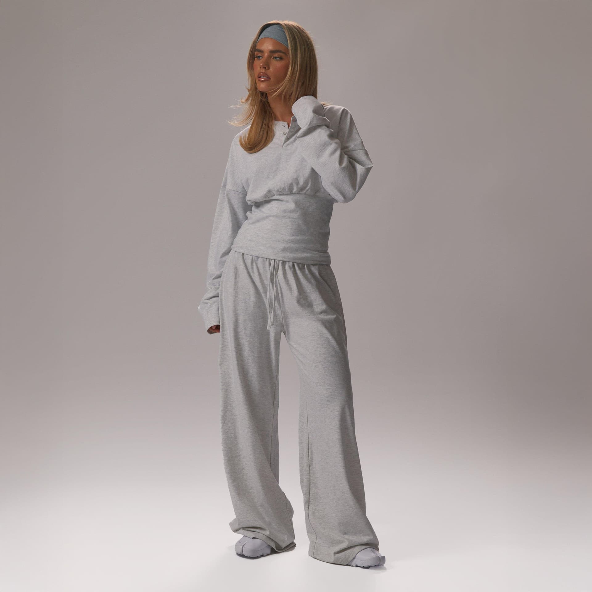 EGO EGO Light Grey Marl Sweatshirt Wide Leg Trousers