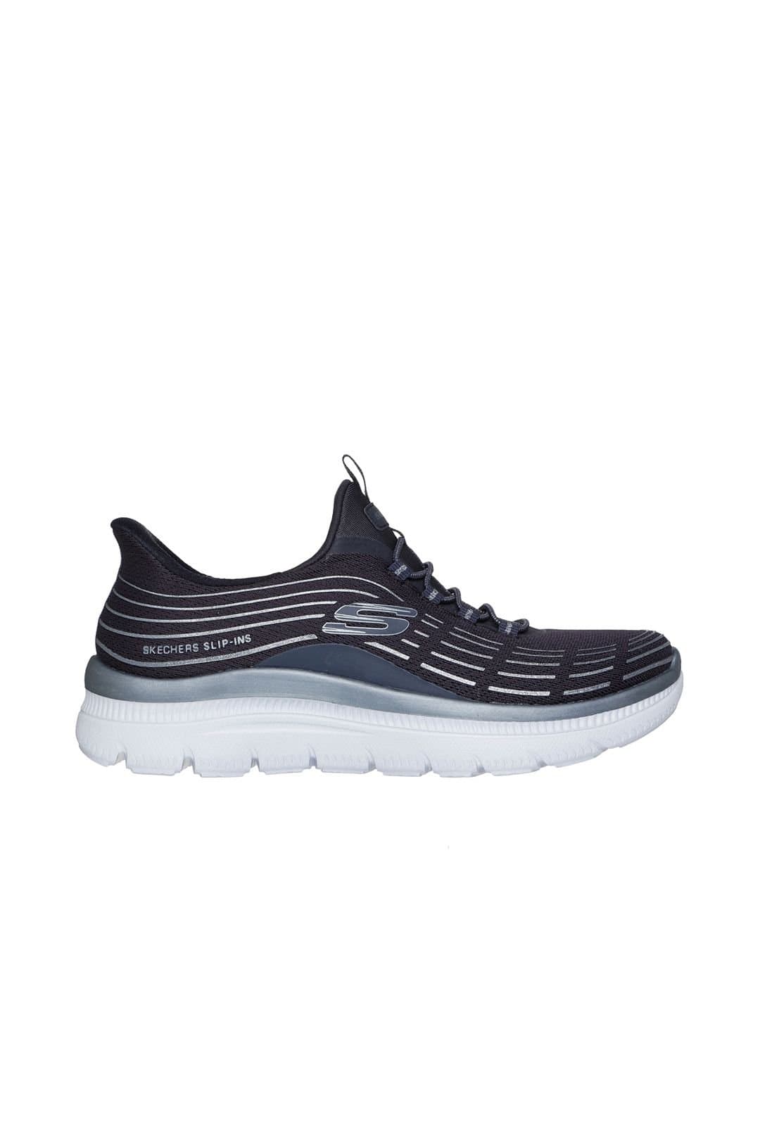 Skechers Skechers Charcoal/Silver Slip-Ins Mesh Bungee Trainers