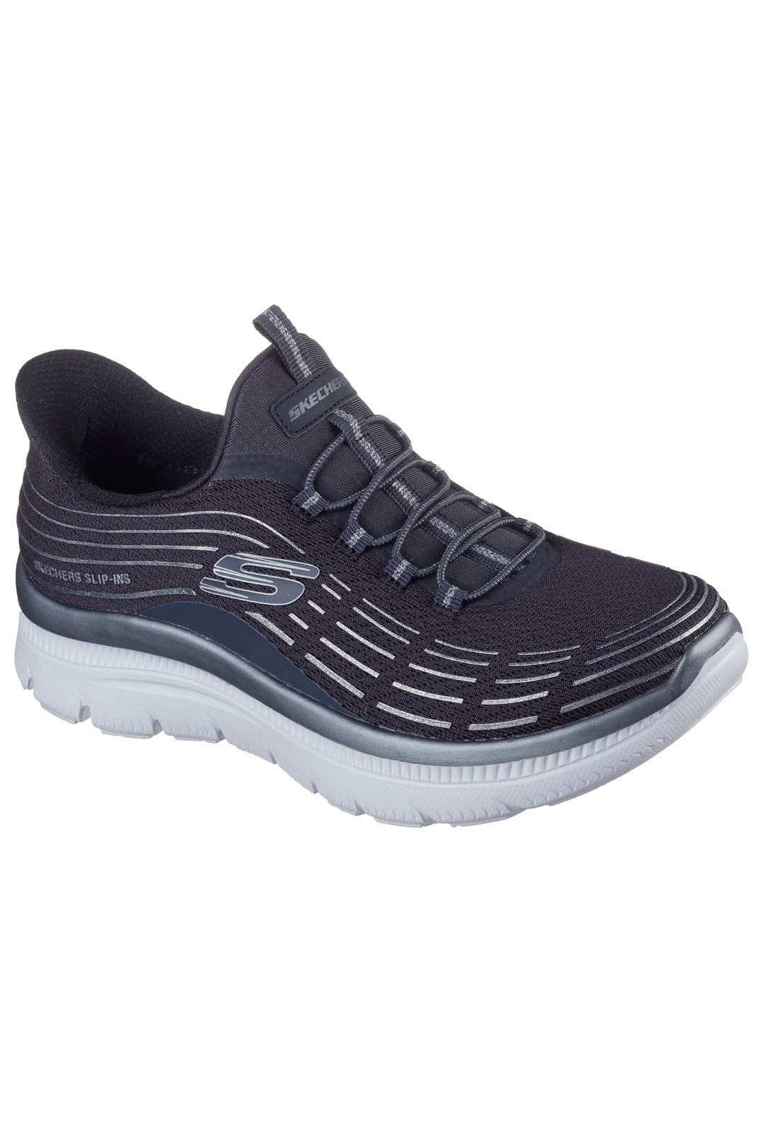 Skechers Skechers Women's Summits Plus Slip-Ins Mesh Bungee Trainers - Charcoal/Silver in Charcoal - 4