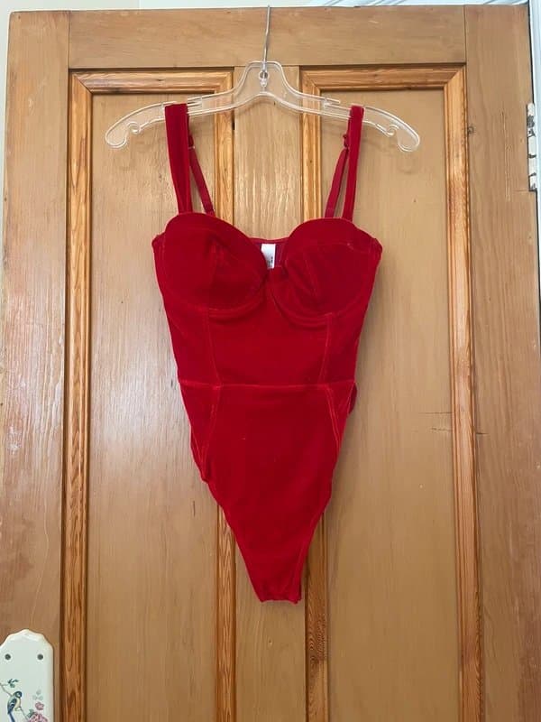 ASOS Red velvet bodysuit