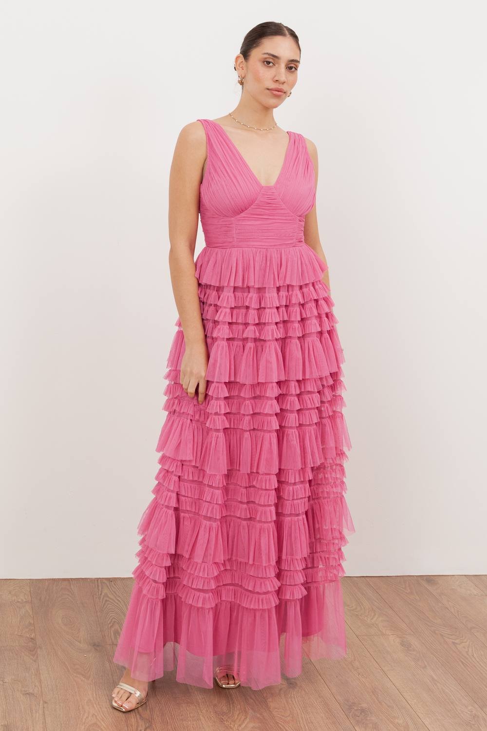 Anaya with Love Anaya with Love Women's Sleeveless Tiered Maxi Dress in Pink - 2