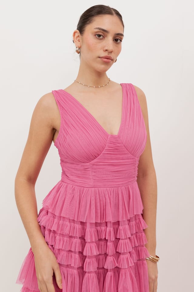 Anaya with Love Anaya with Love Women's Sleeveless Tiered Maxi Dress in Pink - 3