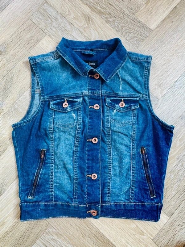 New Look Blue Denim Sleeveless Jacket | Distressed Detailing