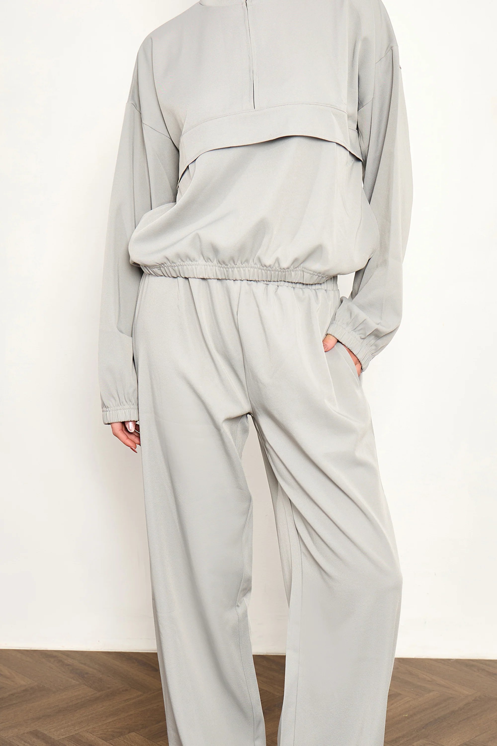 Kaiia Kaiia Woven Wide Leg Trousers Grey Blue - 2