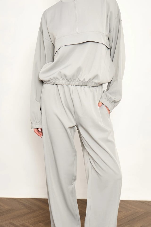 Kaiia Kaiia Woven Wide Leg Trousers Grey Blue - 2