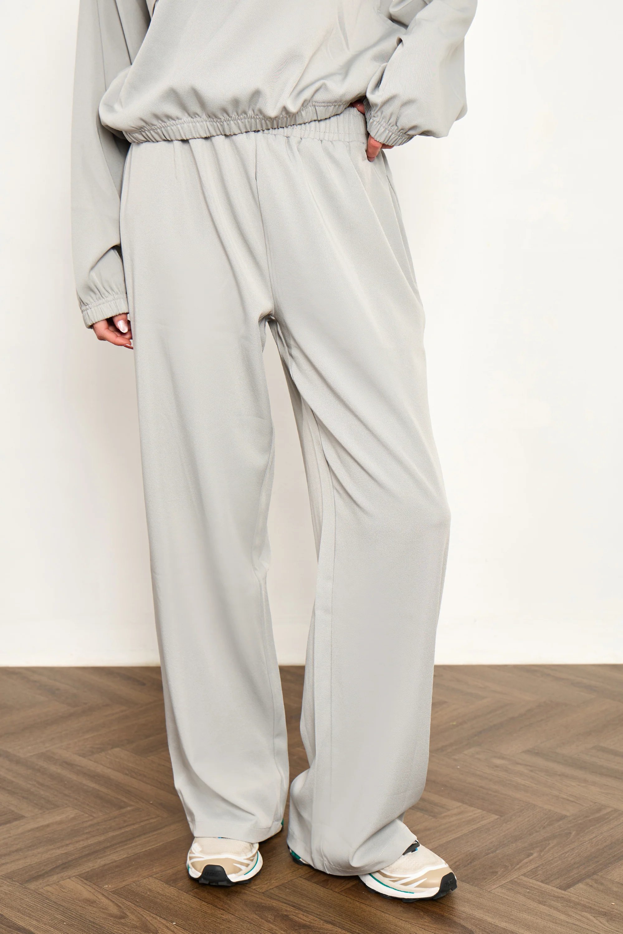 Kaiia Kaiia Woven Wide Leg Trousers Grey Blue - 3