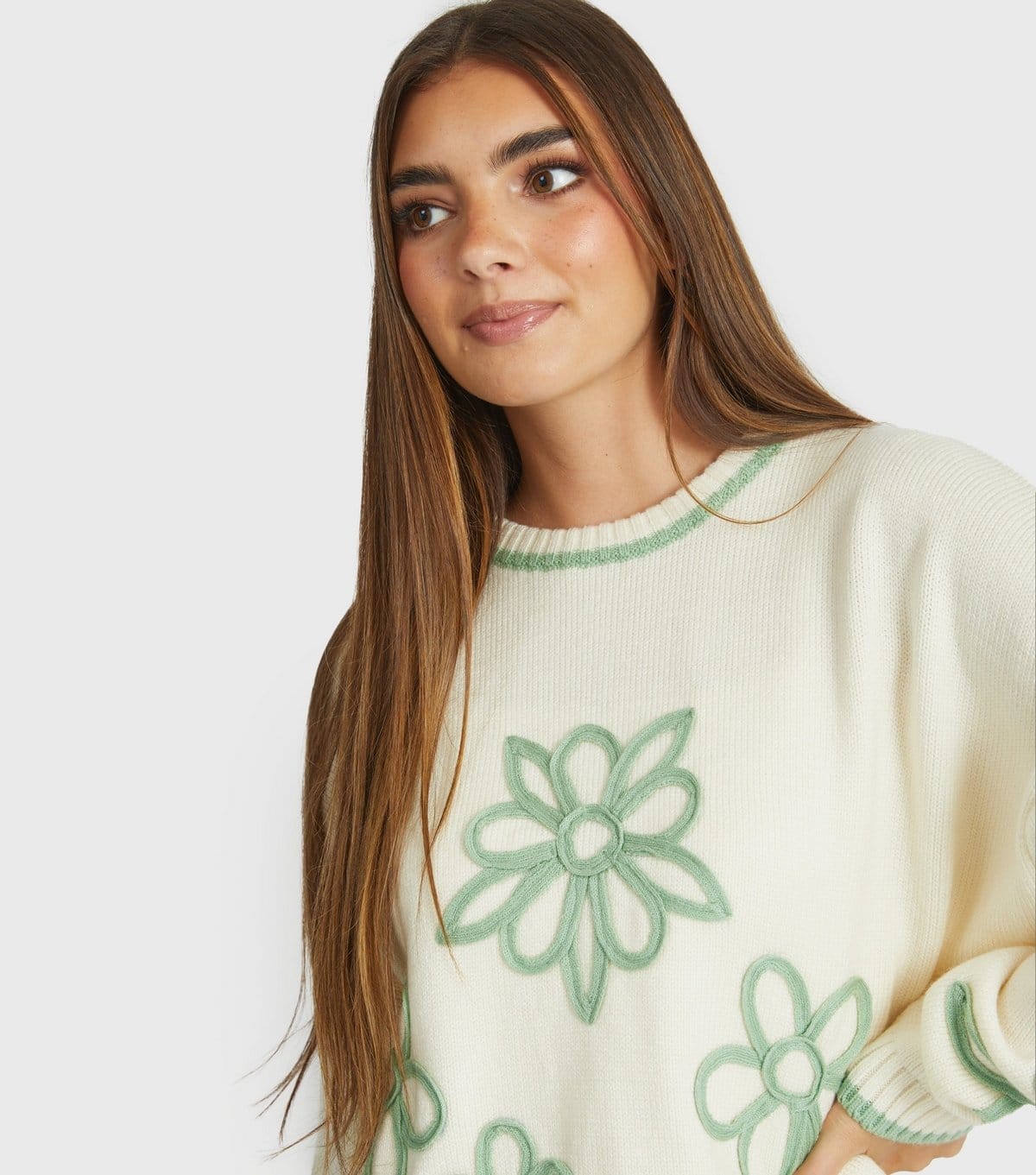 Skinnydip Women's Cream Floral Appliqué Jumper Skinnydip New Look - 4