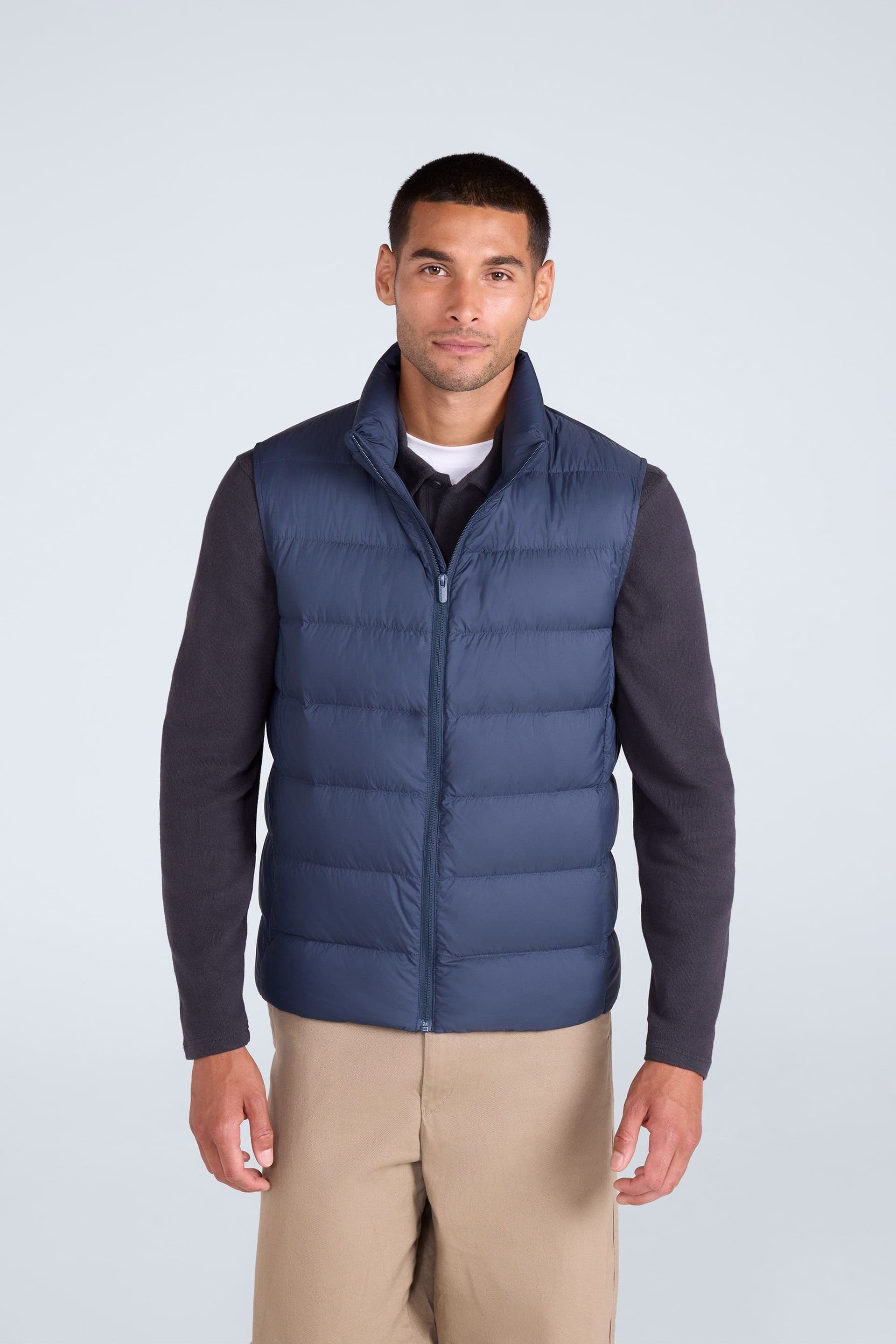 Animal Animal Men's Insulated Warm Cosy Lightweight Casual Full Zip Outdoor Down Gilet in Navy