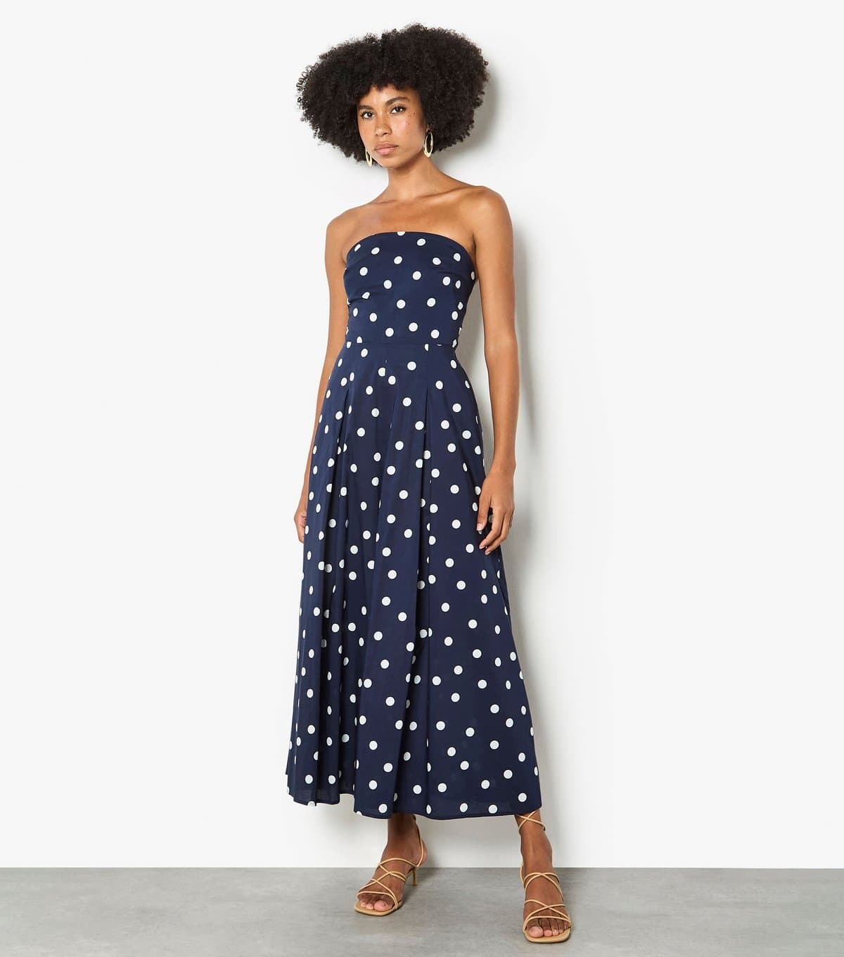 Apricot Women's Bandeau Navy Polka Dot Jumpsuit Apricot New Look
