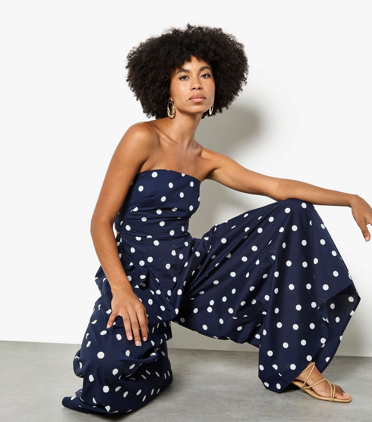 Apricot Women's Bandeau Navy Polka Dot Jumpsuit Apricot New Look - 2