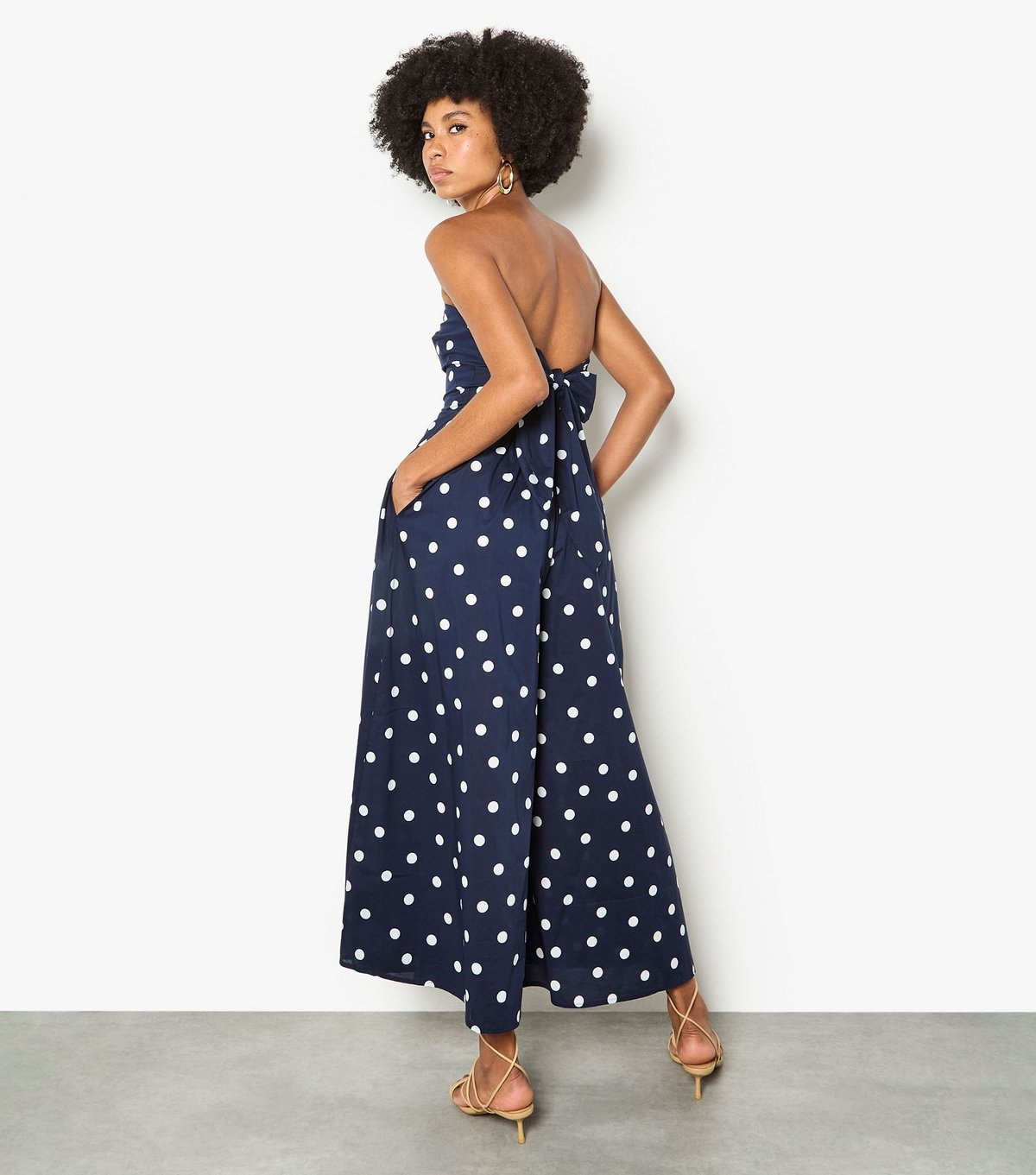 Apricot Women's Bandeau Navy Polka Dot Jumpsuit Apricot New Look - 3