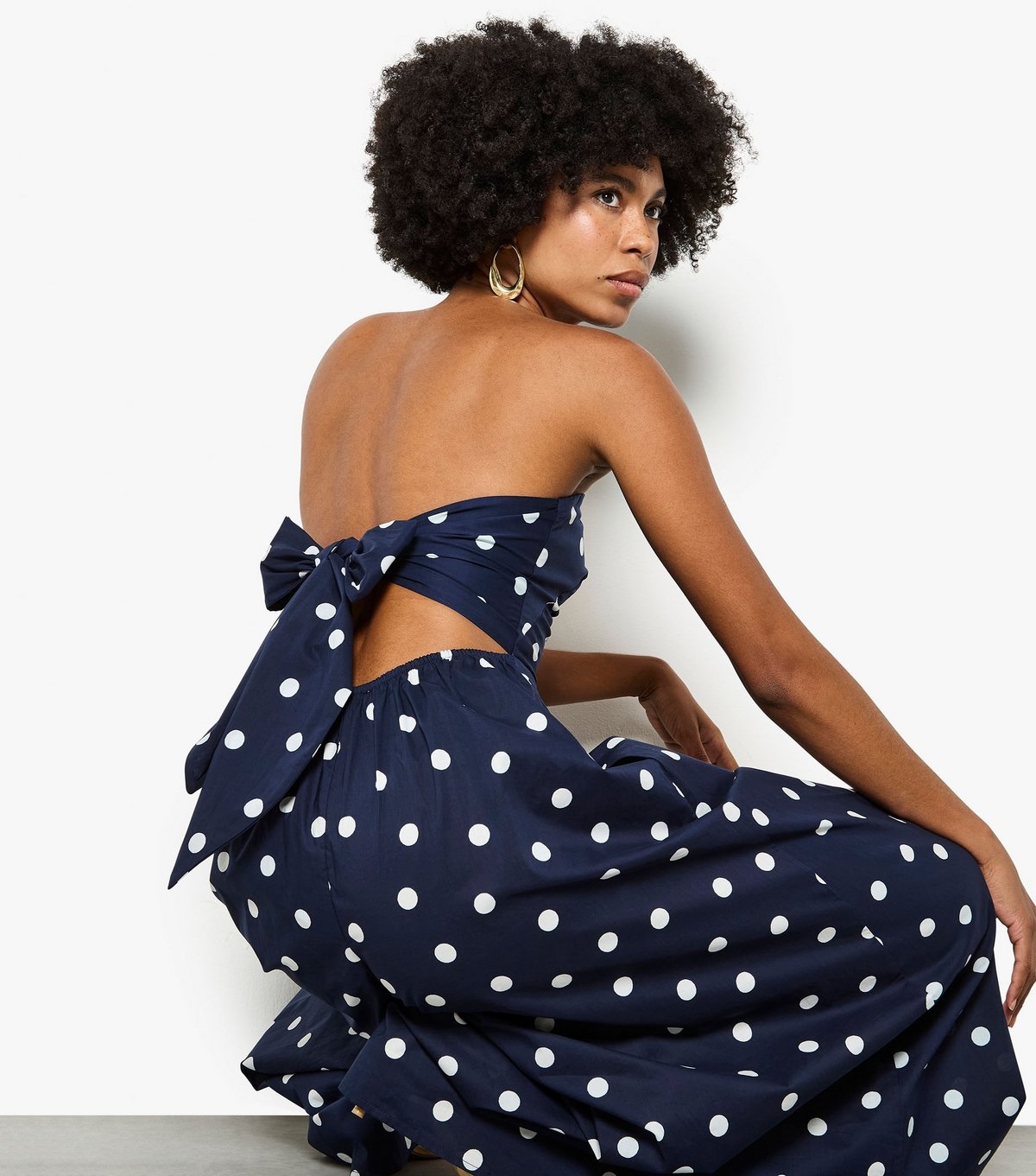 Apricot Women's Bandeau Navy Polka Dot Jumpsuit Apricot New Look - 4